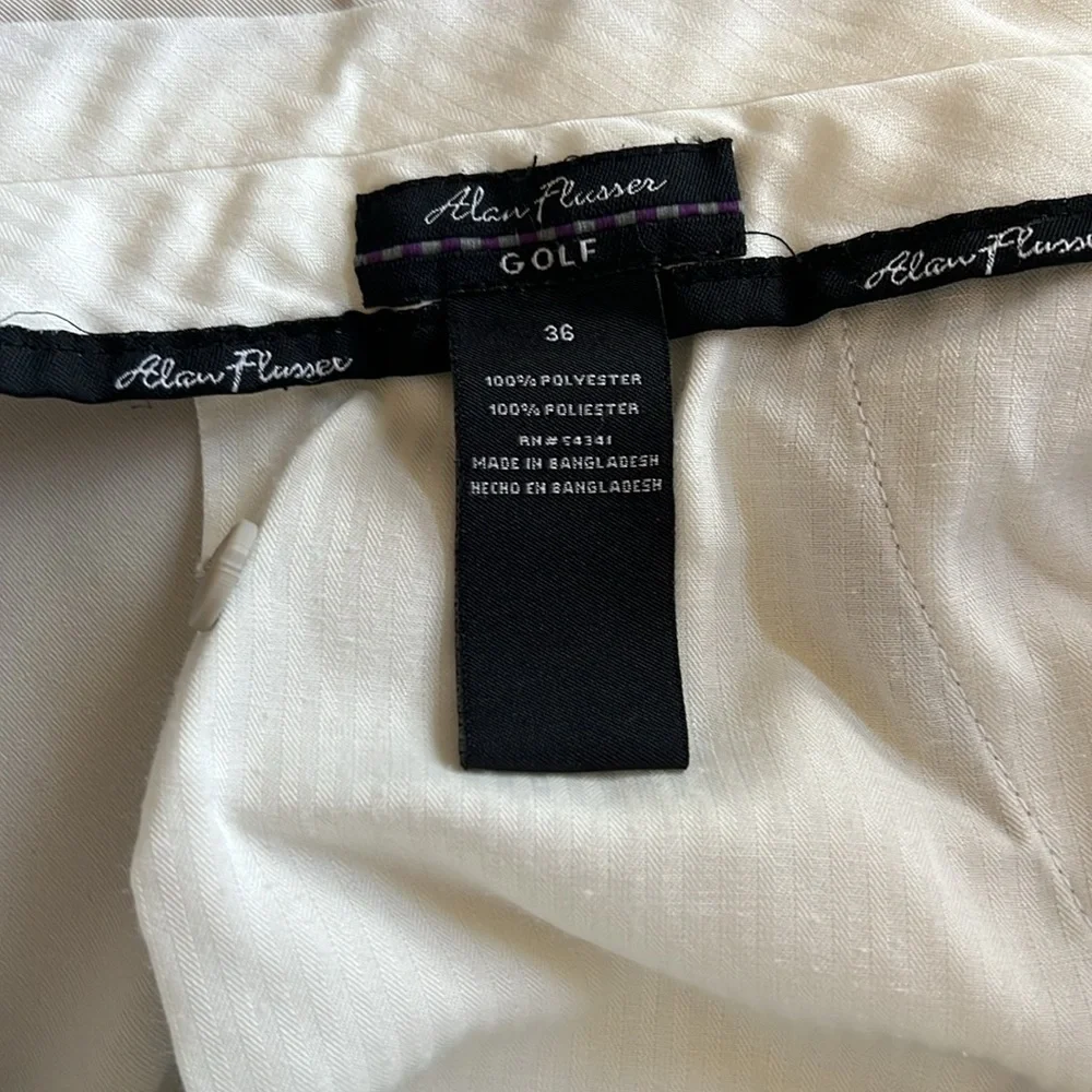 Alan flusser cream golf shortW36L21PolyesterMachine wash Flat Infrequently used - Picture 3 of 3